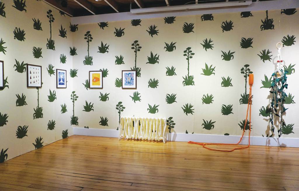 Part of artist-in-resident Tamara Wilsons installation at the First Friday opening on Feb. 15, 2020, of her show, Macaroni and Cheese, at Bunnell Street Arts Center in Homer, Alaska. (Photo by Michael Armstrong/Homer News)