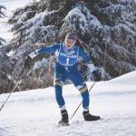 Homers Autumn Daigle climbs a hill at the Kenai Peninsula Borough Nordic ski championships Saturday at Tsalteshi Trails just outside of Soldotna. (Photo by Jeff Helminiak/Peninsula Clarion)