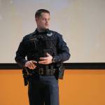 Homer Police Lt. Ryan Browning speaks at a community conversation about a missing Homer woman, Anesha Duffy Murnane, Thursday, Feb. 13, 2020, at Alaska Islands and Ocean Visitor Center in Homer, Alaska. (Photo by Michael Armstrong/Homer News)