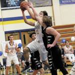 Homers Ethan Anderson goes up for a basket during a Friday, Feb. 28, 2020 basketball game against Nikiski Middle/High School in the Alice Witte Gymnasium in Homer, Alaska. (Photo by Megan Pacer/Homer News)