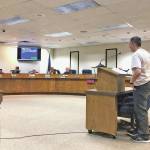 Photo by Victoria Petersen/Peninsula Clarion                                 Tammie Willis, a Soldotna activist, shares her story with the Kenai Peninsula Borough Assembly at its Tuesday meeting on Feb. 25 in Soldotna.