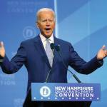 Democratic presidential candidate former Vice President Joe Biden speaks during the New Hampshire state Democratic Party convention, Saturday, Sept. 7, 2019, in Manchester, NH. (AP Photo/Robert F. Bukaty)