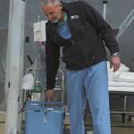 Dr. Todd Boling, medical director of the Alternate Care Site Leadership team, points out one of several needed oxygen concentrators in South Peninsula Hospitals alternate care site for COVID-19 patients on Monday, April 6, 2020 at the site at Christian Community Church in Homer, Alaska. The oxygen concentrators will be needed on site for COVID-19 patients having trouble breathing. (Photo by Megan Pacer/Homer News)