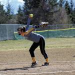 Photo courtesy Bill Bell                                 Annalynn Brown, a member of the Homer softball team, winds up for a pitch in this undated photo.