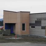 Exterior work on the new Homer Police Station on Grubstake Avenue is almost done as seen on Saturday, April 11, 2020, in Homer, Alaska. (Photo by Michael Armstrong/Homer News)