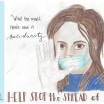 This poster by Rainey Sundheim, 7th grade, Homer Middle School, is one of the winners in the Homer Council on the Arts COVID-19 Prevention Poster contest. The posters are available from the arts council for display at businesses. (Photo courtesy of Homer Council on the Arts.)