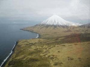 Photo courtesy of Max Kaufman, Alaska Volcano Observatory                                 Sugarloaf Peak on Semisopochnoi Island, in the Eastern Hemisphere.