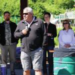 Kenai Peninsula Borough Mayor Charlie Pierce speaks at a campaign rally for Rep. Sarah Vance, R-Homer, on Sunday, June 14, 2020, at Karen Hornaday Park in Homer, Alaska. Listening at back are, from left to right, Rep. Ben Carpenter, R-Nikiski; Vance; and Rep. Colleen Sullivan-Leonard, R-Wasilla. (Photo by Michael Armstrong/Homer News)