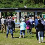A group of about 125 people listen to Rep. Sarah Vance, R-Alaska, at a kickoff for her re-election campaign on Sunday, June 14, 2020, at Karen Hornaday Park in Homer, Alaska. (Photo by Michael Armstrong/Homer News)