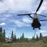 Alaska Army National Guard Soldiers assigned to 1st Battalion, 207th Aviation Regiment execute an extraction mission via a CH-47 Chinook helicopter over Healy, Alaska, June 18, 2020. (Alaska National Guard courtesy photo)