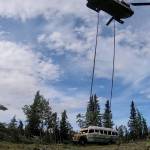 Alaska Army National Guard Soldiers assigned to 1st Battalion, 207th Aviation Regiment execute an extraction mission via a CH-47 Chinook helicopter over Healy, Alaska, June 18, 2020. (Alaska National Guard courtesy photo)