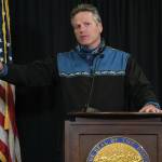 Gov. Mike Dunleavy speaks at a press conference on June 30, 2020, in Anchorage, Alaska. (Photo by Austin McDaniel/Governors Office)