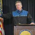 Gov. Mike Dunleavy speaks at a press conference on June 30 in Anchorage. (Photo by Austin McDaniel/Governors Office)