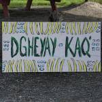 A sign at Land Acknowledgement in Action: Sign Installation shows the DenaIna words for Anchorage at the event last Saturday, Aug. 22, 2020, at the Bishops Beach pavillion  the area known by the Denaina people as Tuggeht, or at the waters edge. (Photo by Michael Armstrong/Homer News.