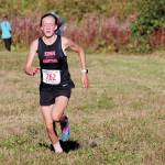 Kenais Jayna Boonstra claims first place in the varsity girls 5 kilometer race Friday, Sept. 11, 2020 at the Lookout Mountain Trails near Homer, Alaska. (Photo by Megan Pacer/Homer News)