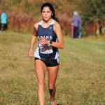 Soldotnas Erika Arthur runs to second place in the varsity girls 5 kilometer race Friday, Sept. 11, 2020 at the Lookout Mountain Trails near Homer, Alaska. (Photo by Megan Pacer/Homer News)