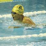 Sewards Nickolas Ambrosiani swims the breaststroke in the boys 200 yard individual medley race during a dual meet against Homer High School on Friday, Oct. 2, 2020 at the Kate Kuhns Aquatic Center in Homer, Alaska. (Photo by Megan Pacer/Homer News)
