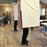 Residents cast their votes in the regular municipal election Tuesday, Oct. 6, 2020 at the Anchor Point Senior Center in Anchor Point, Alaska. (Photo by Megan Pacer/Homer News)