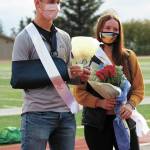 Seniors Clayton Beachy and Mary Black are crowned this years homecoming king and queen during halftime at Homer High Schools homecoming game Saturday, Oct. 3, 2020 in Homer, Alaska. (Photo by Megan Pacer/Homer News)