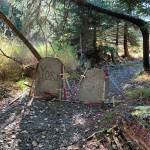 Some props from Haunted Shakespeare in a photo taken Oct. 12, 2020, at the Pratt Museum forest trail in Homer, Alaska. (Photo courtesy Pier One Theatre)