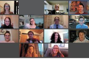 Members of the Homer High School Drama, Debate and Forensics team appear together on Zoom in this undated screenshot. (Image courtesy Marjorie Dunn)