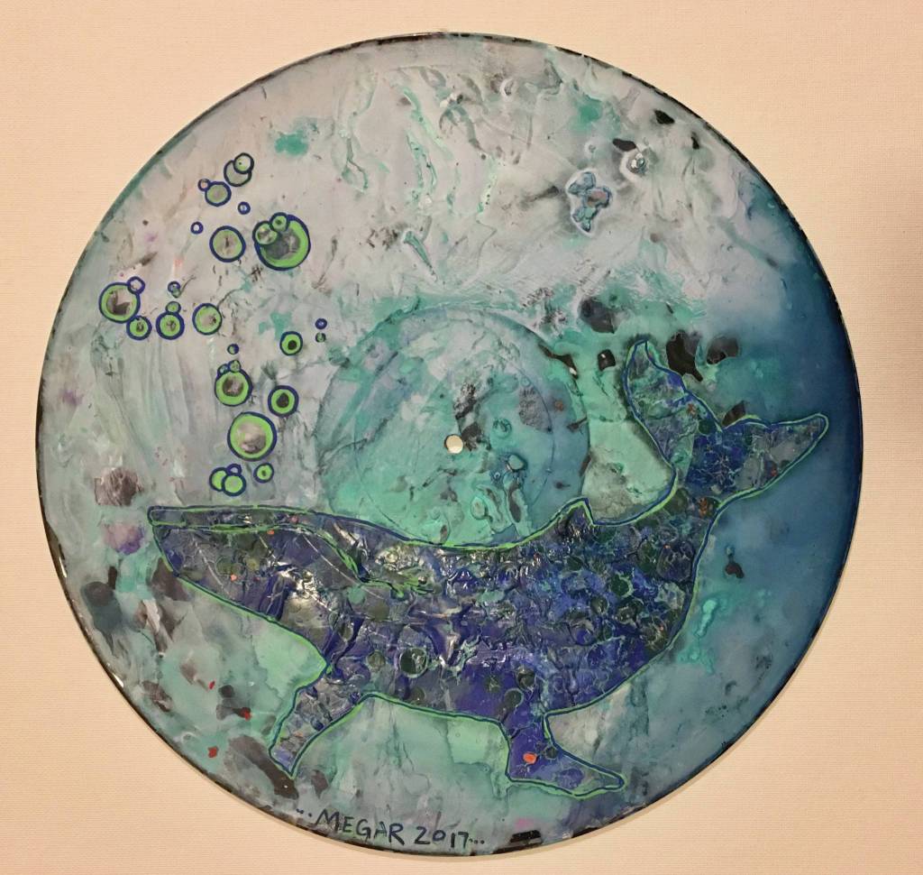 Megan Frosts painting on a vinyl record is part of her show opening Friday, Nov. 6, 2020, at The Plantman in Homer, Alaska. (Photo courtesy of The Plantman)