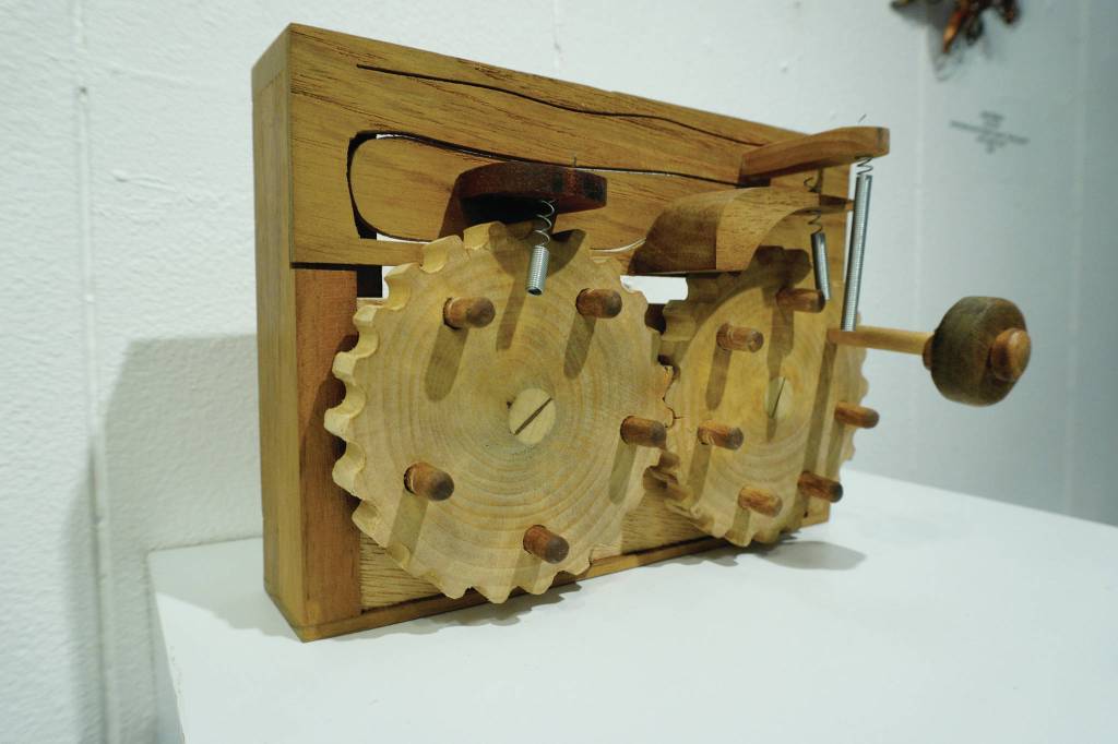 Scott Barletts Hippopotamus (Not Necessarily) is one of the pieces in the Fun with 5x7 show at the Homer Council on the Arts, on display through Dec. 17, 2020, at the gallery in Homer, Alaska. (Photo by Michael Armstrong/Homer News)