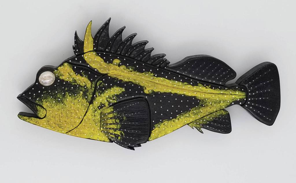 An assembled wood sculpture from Kim Schusters Science Observed Through Art: Unsung Species, opening Friday, Dec. 4, 2020, at Ptarmigan Arts in Homer, Alaska. (Photo courtesy of Ptarmigan Arts)