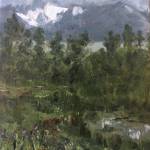 One of Cindy Nelsons paintings from her show opening Friday, Dec. 4, 2020, at Grace Ridge Brewery in Homer, Alaska. (Photo courtesy Grace Ridge Brewery)