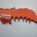 Spot Prawn is one of the pieces in Kim Schusters exhibit, Science Observed Through Art: Unsung Species, as seen here on Friday, Dec. 4, 2020, at Ptarmigan Arts in Homer, Alaska. (Photo by Michael Armstrong/Homer News)