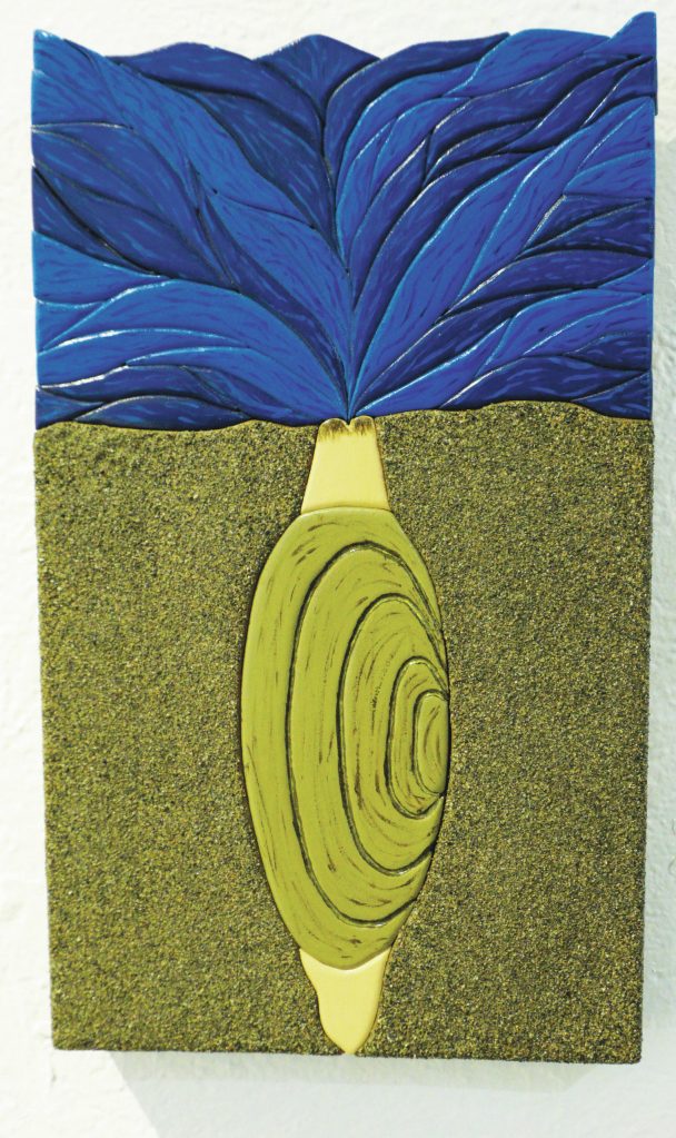 Razor Clam Burrowed in Sand is one of the pieces in Kim Schusters exhibit, Science Observed Through Art: Unsung Species, as seen here on Friday, Dec. 4, 2020, at Ptarmigan Arts in Homer, Alaska. (Photo by Michael Armstrong/Homer News)