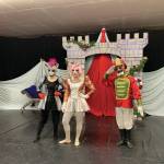 Aletra Miller, Alexis Miller and Bryson Brewer-Dell on Dec. 3, 2020, pose for a photo in the Petite Nutcracker Ballet at the Homer Nutcracker Productions black box theater in the Wildberry Building in Homer, Alaska. (Photo by Jennifer Norton)