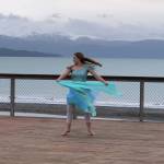 Aiyana Cline dances a scene on Nov. 11, 2020, for the Petite Nutcracker Ballet at the Kachemak Bay Oyster Co-op deck on the Homer Spit in Homer, Alaska. (Photo courtesy Homer Nutcracker Productions)