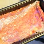 Packing the dough in a bread pan gives the cookie a thin, rectangular shape, on Dec. 15, 2020, in Anchorage, Alaska. (Photo by Victoria Petersen/Peninsula Clarion)