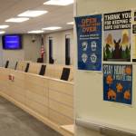 Ashlyn OHara/Peninsula Clarion
Signs promoting COVID-19 mitigation are seen outside of the Betty J. Glick Assembly Chamers on Monday, Jan. 4 in Soldotna, Alaska.