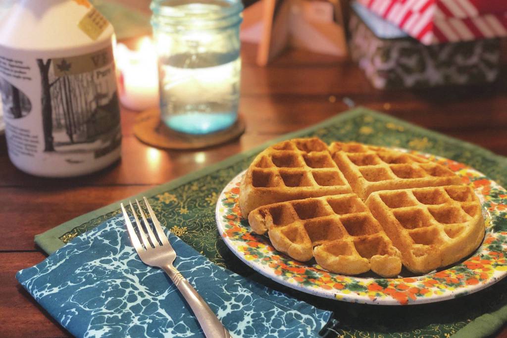 Waffles make mornings better, photographed on Dec. 24, 2020, in Anchorage, Alaska. (Photo by Victoria Petersen/Peninsula Clarion)