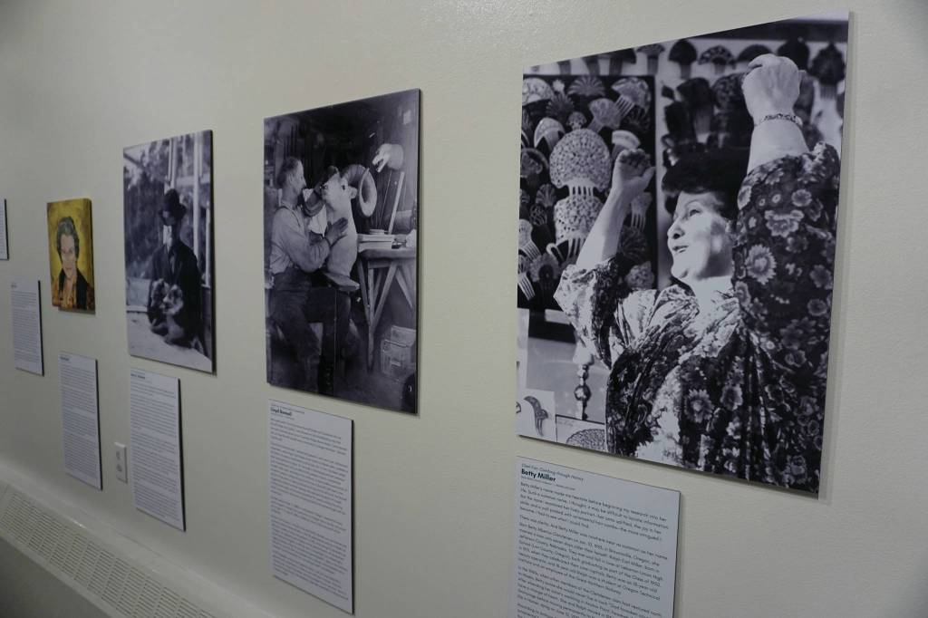 Clark Fair wrote stories to go alone with portraits in Familiar Faces: Portrait of a Community, on exhibit through May 2021 at the Pratt Museum in Homer, Alaska. (Photo by Michael Armstrong/Homer News)