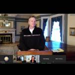 Gov. Mike Dunleavy addresses Alaskans during a remote press conference on Tuesday, March 9, 2021. Dunleavy announced that the COVID-19 vaccine is now available to all Alaskans who want it. (Screenshot)