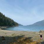 The author walks along the tidal zone in Tutka Bay in August 2019, across Kachemak Bay from Homer, Alaska. (Photo courtesy Megan Pacer)