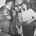 In this Sept. 10, 1992, file photo, then Rep. Gail Phillips, left, and Democratic Party challenger Susan Kernes, right, shared a lighthearted moment at the KBBI Public Radio studios on Sept. 1, 1992, in a campaign event. Phillips won re-election that year. (Photo by Hal Spence/Homer News file photo
