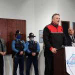 Gov. Mike Dunleavy speaks at the Kenai Chamber of Commerce and Visitor Center on Tuesday, April 6 in Kenai, Alaska. (Ashlyn O'Hara/Peninsula Clarion)