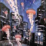 Julia Stutzer was a Homer High School senior, working in water-based oils and acrylics when she won the Ptarmigan Arts visual arts scholarship. One day they will inherit the earth is one of the paintings included by Stutzer in her one-person show at Ptarmigan Arts gallery. (Photo courtesy of Ptarmigan Arts)