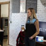 Kelly Tshibaka addresses members of the community at Nikiski Hardware & Supply on Friday, April 9, 2021 in Nikiski, Alaska. (Ashlyn OHara/Peninsula Clarion)