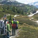Mark Spano and Bob Loeffler hike in Chugach National Forest in this undated photo. (Photo courtesy Chris Beck/Alaska Trails Initiative)