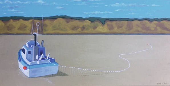 Tim Trolls Drifting off Flounder Flats is part of the Homer Council on the Arts Maritime Art show opening Friday, May 7, 2021, at the gallery in Homer, Alaska. (Photo courtesy of Homer Council on the Arts)