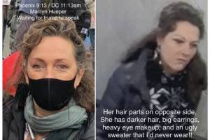 Screenshot from Paul Huepers original Facebook post about the FBI search at their residence on April 28, 2021, of Marilyn and the woman in photograph #225a-b on the FBIs Most Wanted for Capitol Violence list.