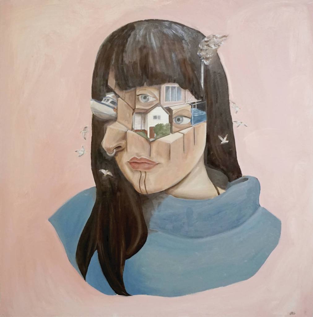 Courtney Rose Griechens Home (a self portrait is part of the Finding Home in Homer exhibit showing at the Pratt Museum. (Photo by Michael Armstrong/Homer News)