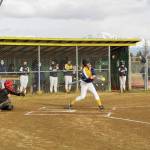Mariners Haylee Owen up to bat against the Kenai Kardinals during the home softball game May 4, 2021, at Jack Gist Park. (Photo by Sarah Knapp/Homer News)