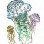 Sharlyn Young's "Jellyfish" is part of her show, "Lines in Focus," opening Friday, June 6, 2021, at the Homer Council on the Arts in Homer, Alaska. (Photo by Michael Armstrong/Homer News)