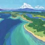 Tim Trolls painting, Flat Island: Lake Iliamna, is part of his show at the Homer Council on the Arts opening Friday, July 2, 2021, at the gallery in Homer, Alaska. (Photo provided)